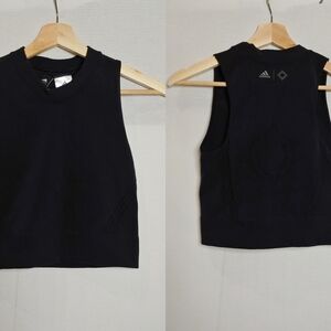 Adidas x WANDERLUST WARP KNIT CROP TOP Seamless Black‎ Fitted DX9237 Small